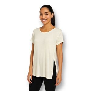 Articles of Society S/M Cream T-Shirt NWT Soft Stretch Side Slit Tunic Hem‎ Top